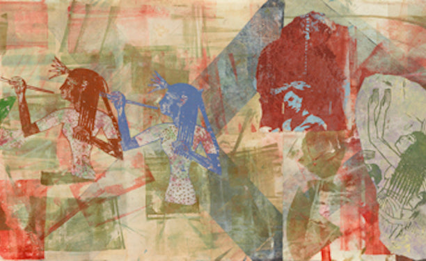 Detail from Nancy Spero, Invocation (1995), Handprinting and printed collage on paper.